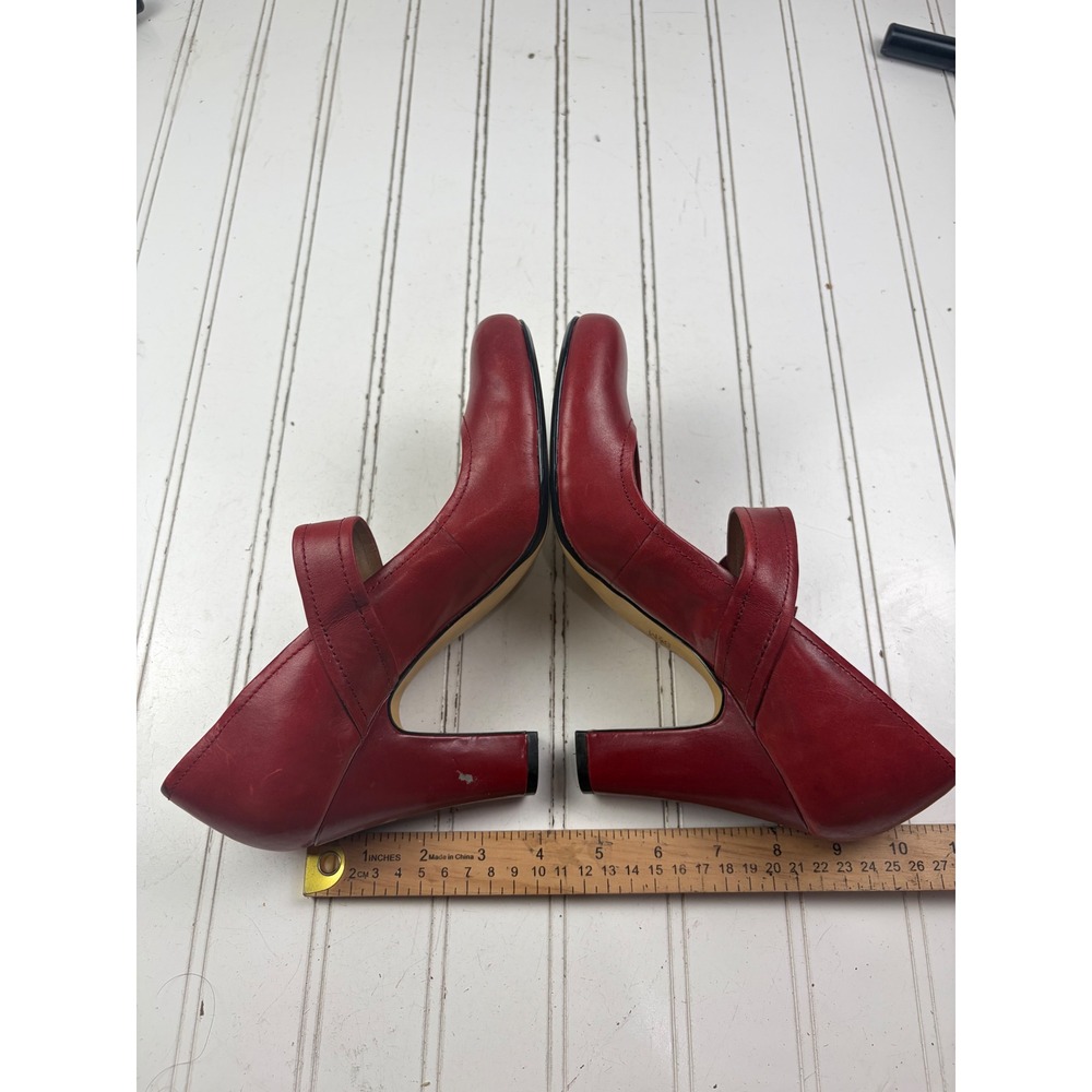 Nine West Vintage Y2K Red Leather Mary Jane Block Heel Pumps Women's 8.5M - Picture 11 of 11